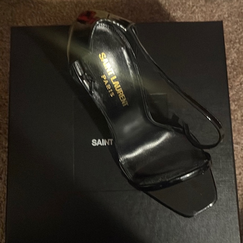 Saint Laurent YSL Opyum 110mm Black Patent Sandals – Size